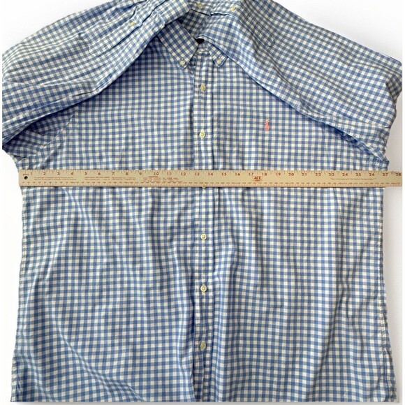 Ralph Lauren Mens Classic Fit Blue Gingham Long Sleeve Shirt XXL 100% Stretch - Picture 8 of 11